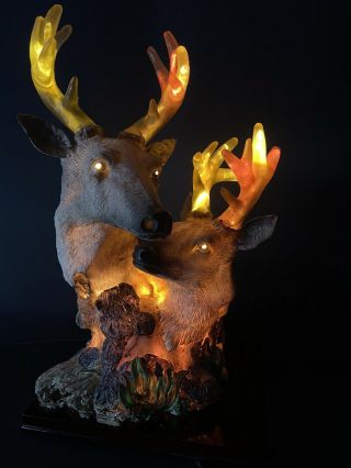 14” Chambord Eleco Deer Antlers Light Up Fiber Optic Changing Color Figurine