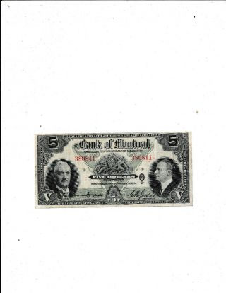 Bank of Montreal 5 Dollars 1938 2