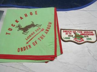 Vintage Boy Scout Camp Tuckahoe Lodge 386 Oa Neckerchief &1978 Patch