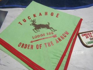 VINTAGE BOY SCOUT CAMP TUCKAHOE LODGE 386 OA NECKERCHIEF &1978 PATCH 2
