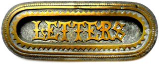 Antique Letters Slot - - Heavy Ornate,  Cast Brass From England - 19th C Mail Slot