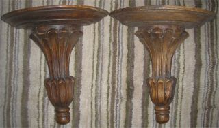 Quality 19th Cent Wooden Hand Carved Wall Brackets / Shelf