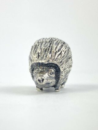 Hallmarked Sterling Silver Mini Hedgehog Figurine London Import Mark 1977 Smc