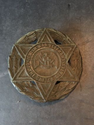 Vintage Wwii Jewish Us United States War Veterans Bronze Grave Plaque Marker