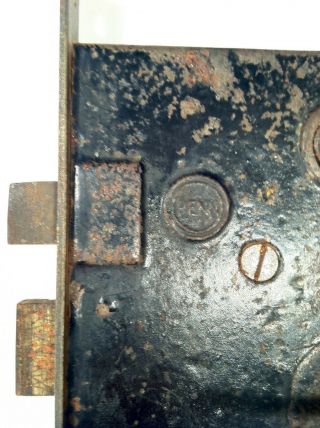 Antique Victorian Era Mortise Door Lock Latch W/ Skeleton Key Properly e 2