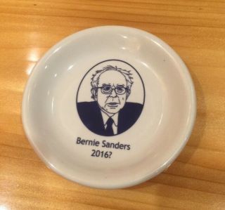 Fishs Eddy Bernie Sanders 2016? Saucer Small Dish Political Cartoon Novelty Item