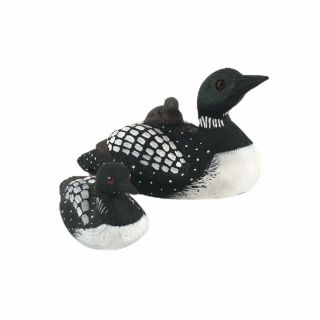 Jennings Decoy Co Signed Common Loon With Chick Set Of 2 Duck Decoys Figures