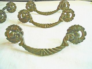 Vintage Set of Six Brass Ornate Drawer Pulls/Handles 2