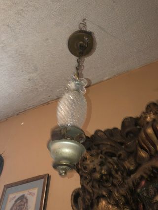 Antique Victorian Hanging 4 Bulb Ceiling Light Fixture Chandelier Art Deco Swag