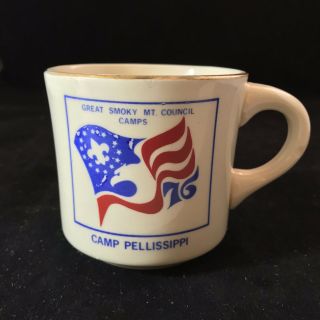 Vtg 1976 Boy Scouts Great Smokey Mountains Council Camps Coffee Mug Pellissippi