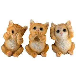 See,  Hear,  Speak No Evil Kitten Cat Figurines 6.  5 " High Set Resin Statues