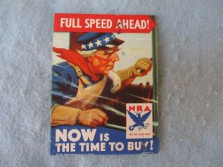 Great Depression Us National Recovery Act Uncle Sam Locomotive Poster Ad Fdr