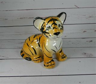 Tiger Cub Figurine Ceramic Handmade Italy