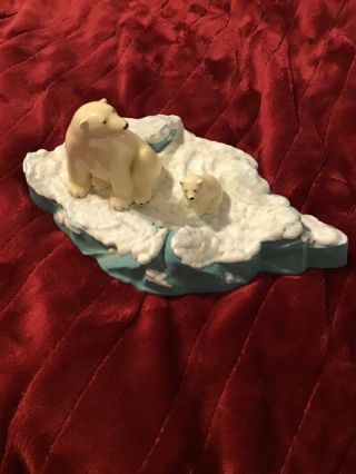 Vintage Polar Bear Figurine Mom And Baby Ice,  Snow