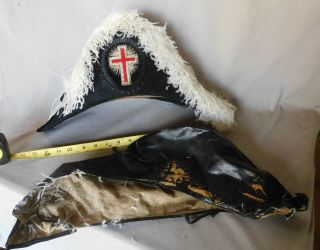 Antique Masonic Hat Bicorne Chapeau Knights Templar Ames Sword Co.  C 1885 Terry