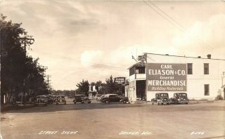 Sayner Wisconsin 1940s Rppc Real Photo Postcard Street Scene & Grocery Store