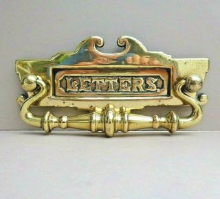Antique Solid Brass Victorian Door Letter Box / Plate