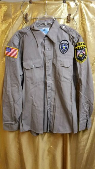 Vintage Ohio Department Of Corrections Officer Shirt Uniform W/badge Patches Xl