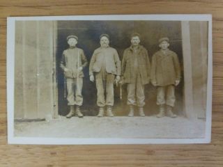 Rppc 4 Men Workers Mechanics Wrenches Tools Hat Farmer Garage Barn Labor Factory