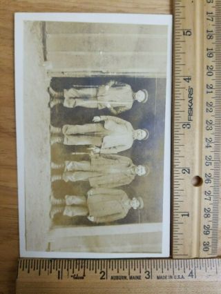 RPPC 4 men workers Mechanics wrenches tools hat farmer garage barn labor factory 3