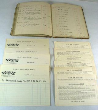 Antique 1894 Hampshire Masonic Lodge Odd Fellows Ledger Record Book