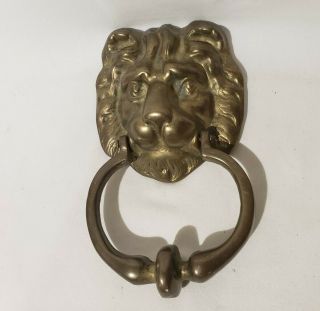 Vintage Heavy Cast Brass Lion Head Door Knocker