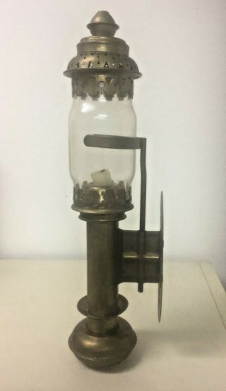 Vintage Railway Train Carriage Wall Sconce Candle Holder Brass Glass