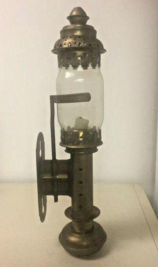 Vintage Railway Train Carriage Wall Sconce Candle Holder Brass Glass 3