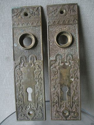 2 Door Knob Pr.  Escutcheon Antique Victorian Bronze / Brass R&e Russell & Erwin