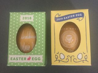 2 Trump White House Gold Eggs Easter Egg 2018 & 2019 Donald Signature Eagle Seal