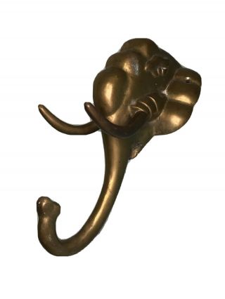 Vintage Solid Brass Elephant Coat Hat Key Hanger Hook