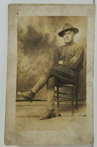 Rppc Wwi Era Very Attractive Soldiers Handsome Gentleman In Uniform Postcard N18