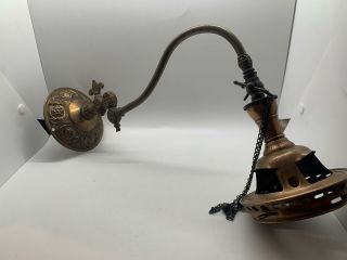 Wall Mount Victorian Solid Brass Gas Light/ Sconce Hanging Globe 1910