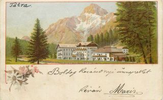 Postcard High Tatra Mountain Landscape Scenery Illustration