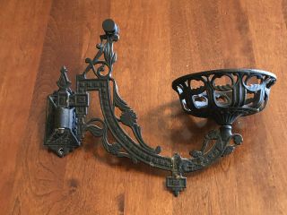 Antique Victorian Cast - Iron Swing Arm Mount Lamp Holder Wall Mount Bracket.  (b)