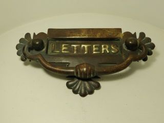 Antique Solid Brass Victorian Door Letter Box & Knocker