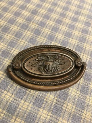 Vintage Art Nouveau Presidential Seal Swing Handle Drawer Pull Eagle Rare 3 - 1/4”