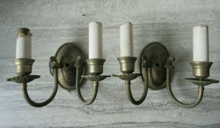 Old Vintage Brass Electric Candle Wall Sconces Lamps