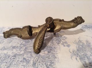Vintage French Ornate Door Handle & Finger Plate - Reclaimed Salvaged (4095e)
