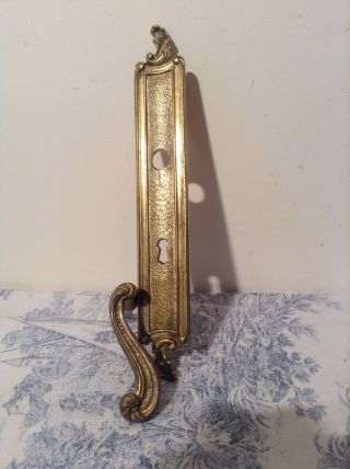 Vintage French Brass Door Handle And Finger Push Plate