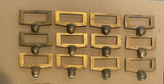 12 Vintage Cast Bronze Card Cabinet Pulls Window File Library Apothecary Handle