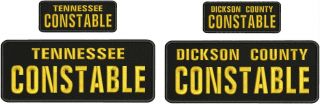 Tennessee Constable Embroidery Patches 4x10 And 2x5hook On Back Blk/gold