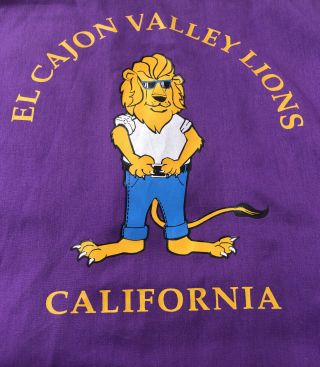 Vintage Lions Club Bowling Shirt Purple & Yellow Size Xl El Cajon California Usa