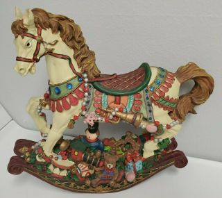 Vintage Christmas Pony Decor Ceramic Rocking Horse Figurine 12 " Tall X 13 " L.