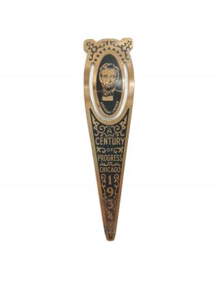 1934 Century Of Progress Copper Abraham Lincoln Bookmark