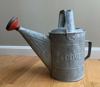 Vintage Galvanized Metal Watering Can " Dover " Antique Heavy Duty