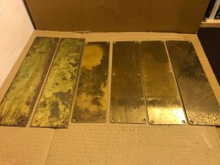 6 X Vintage Brass Door Push Plate / Finger Plates