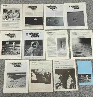 Set Of Apollo Mission Nasa Facts & Mission Reports 7 Thru 17 From Nasa