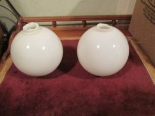 Antique Lightning Rod Milk Glass White Globe Set Of 2