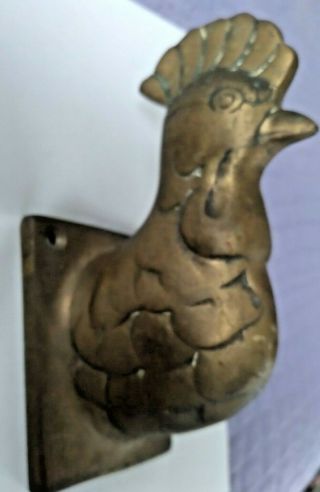 Vintage Solid Brass Rooster Head Towel/apron Holder Wall Hook